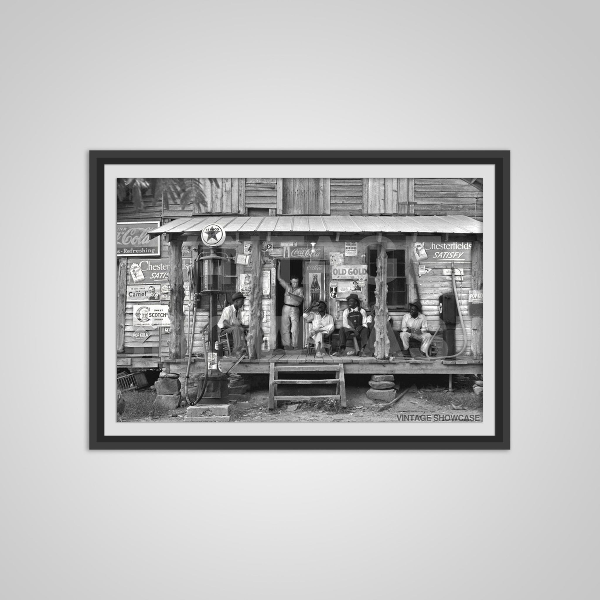 Old Vintage Photo Photo Country Store - Coca Cola - Gas Pump - Old Gold - African Americans