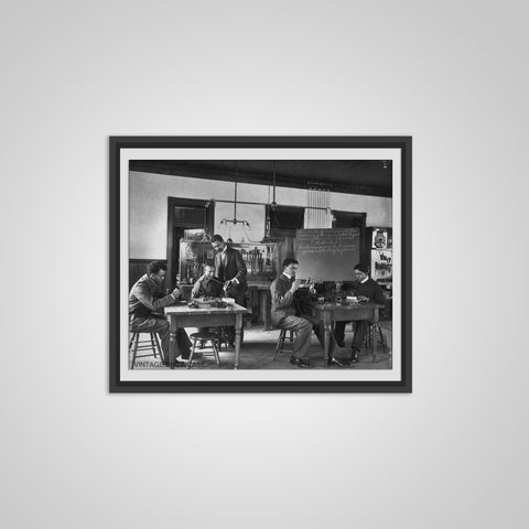 Vintage Photo African American Students constructing telephones at Hampton Institute - Booker T Washington