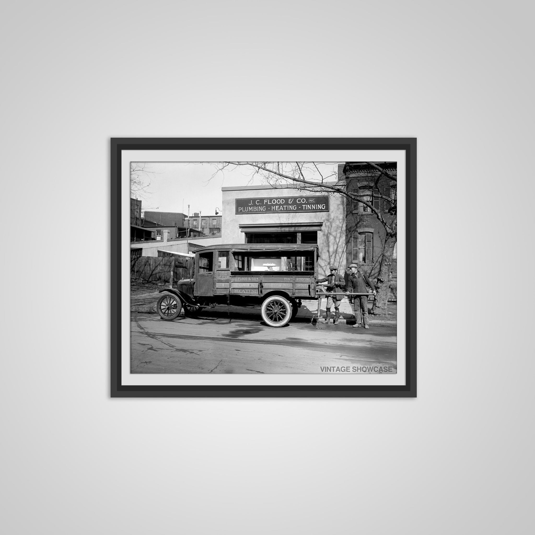 Vintage Photo J.C. Flood Ford Truck Pluming Company - Plumbers - African American Boy