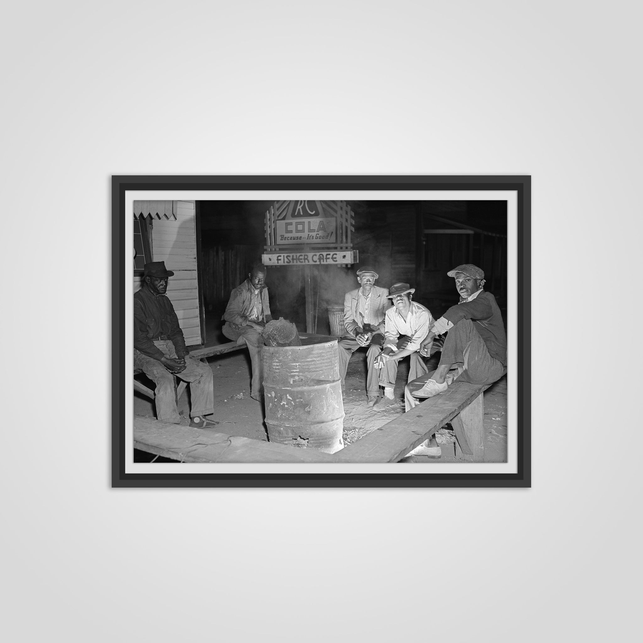 Vintage Photo of African American Men Sitting Around Fire - Negro Men - Civil Rights - BLM